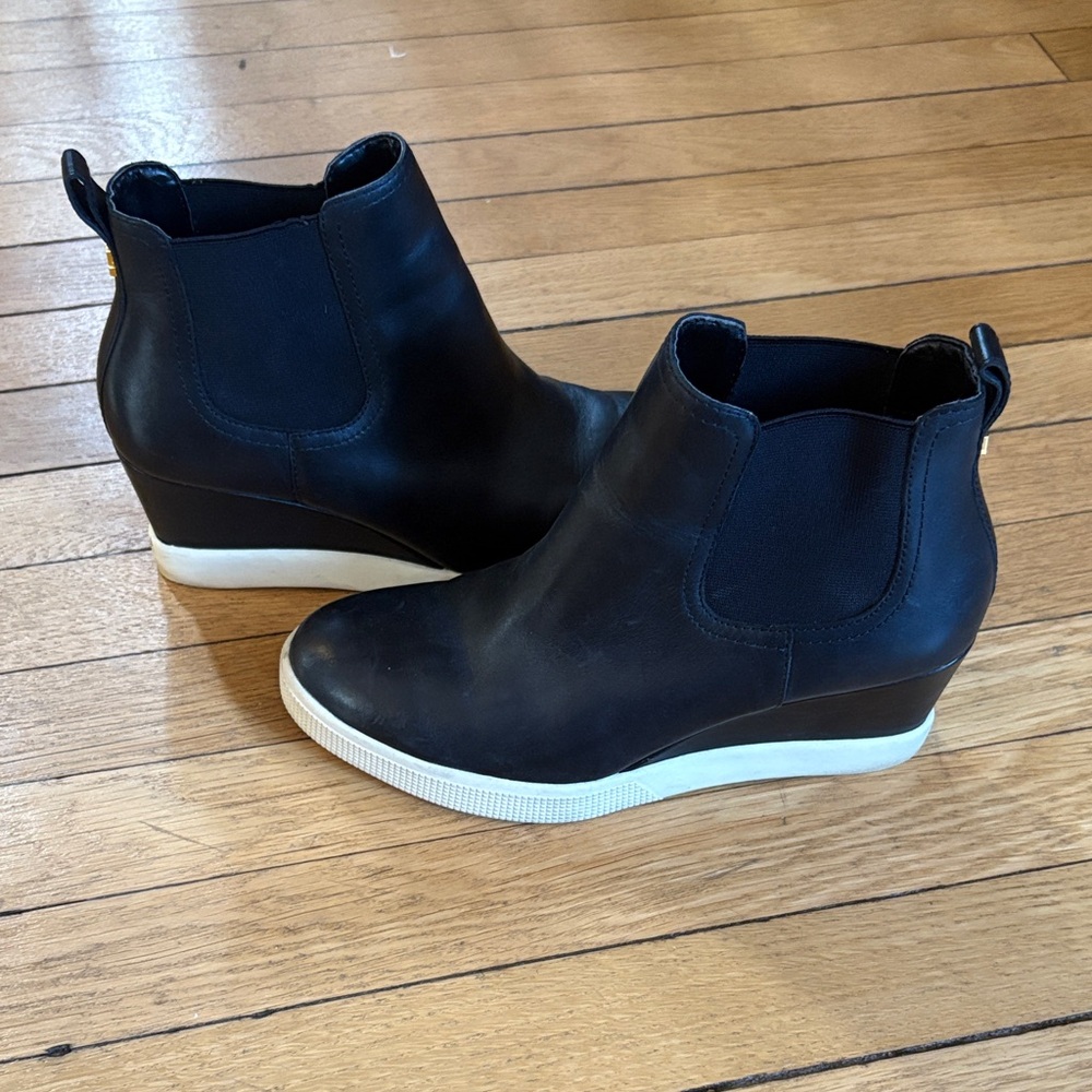 Ralph Lauren Black and White Wedge Boots